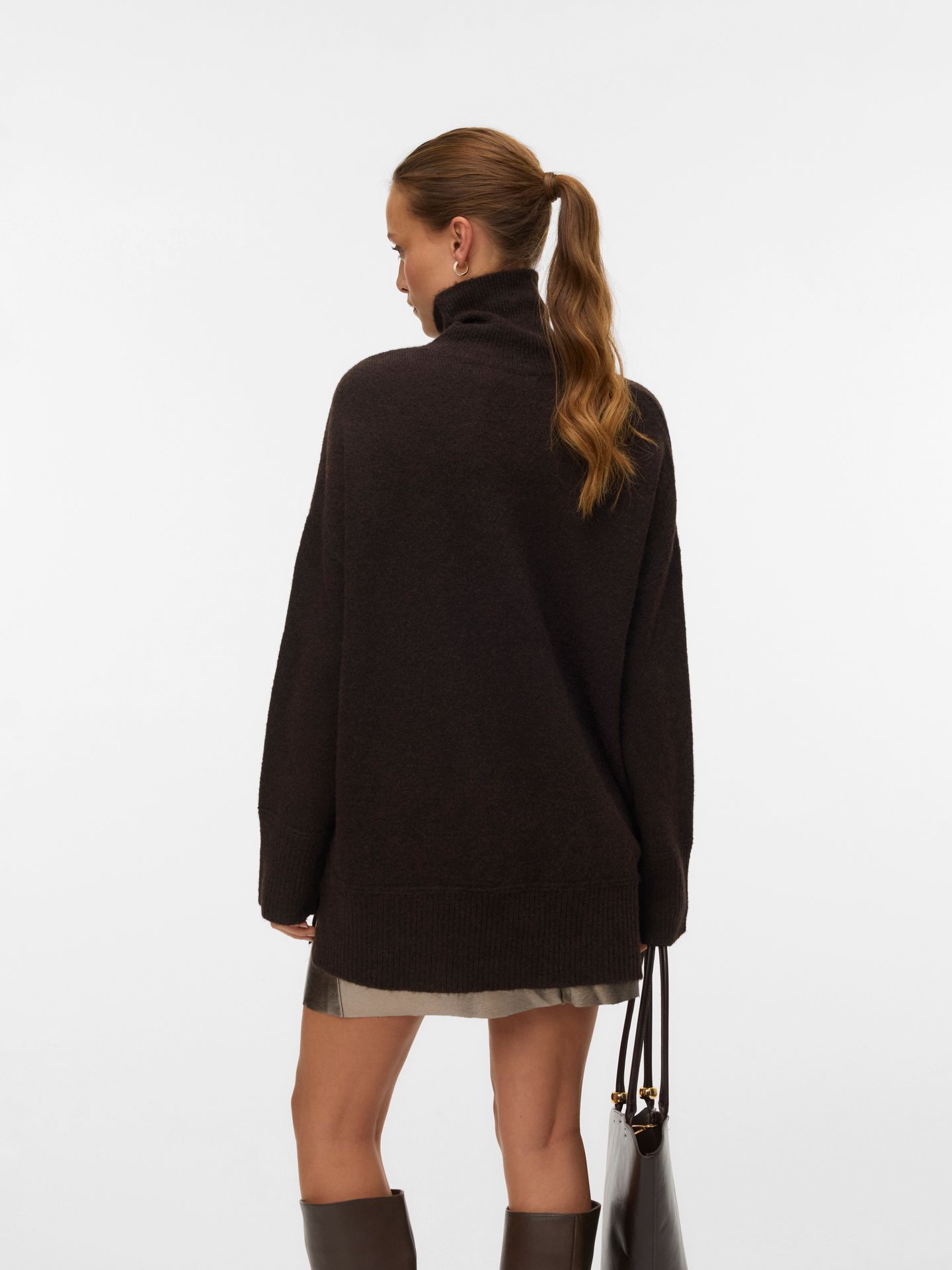 Vero Moda VMAQUARIUS LS ROLLNECK LONG PULLOVE Chocolate Torte/W. MELANGE 2900160818034