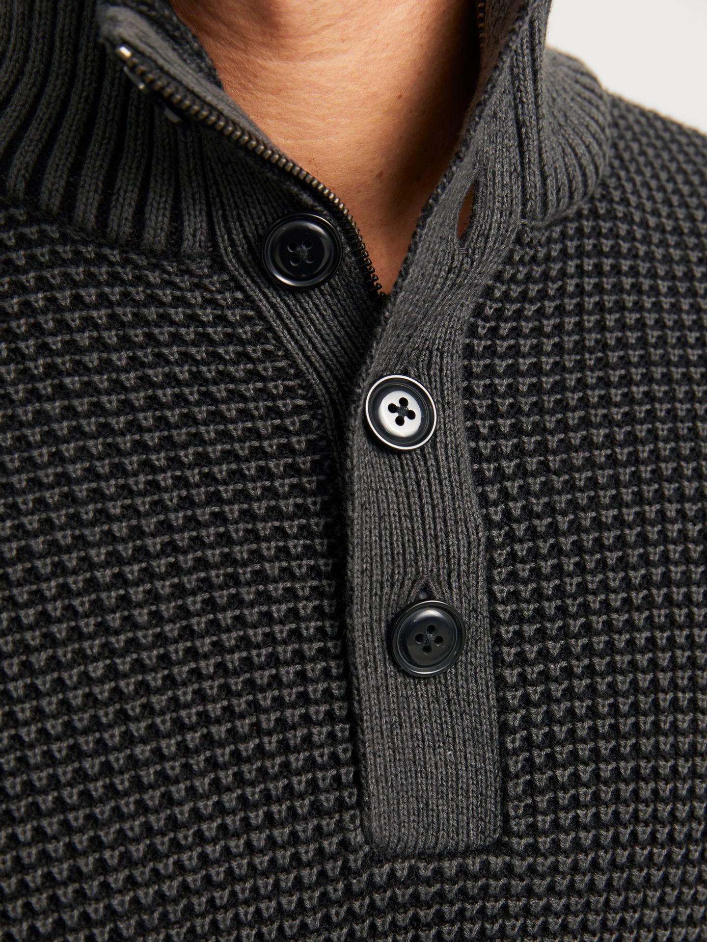 Jack & Jones JJETHAN KNIT HIGH NECK Black/Black & Black 2900160835055