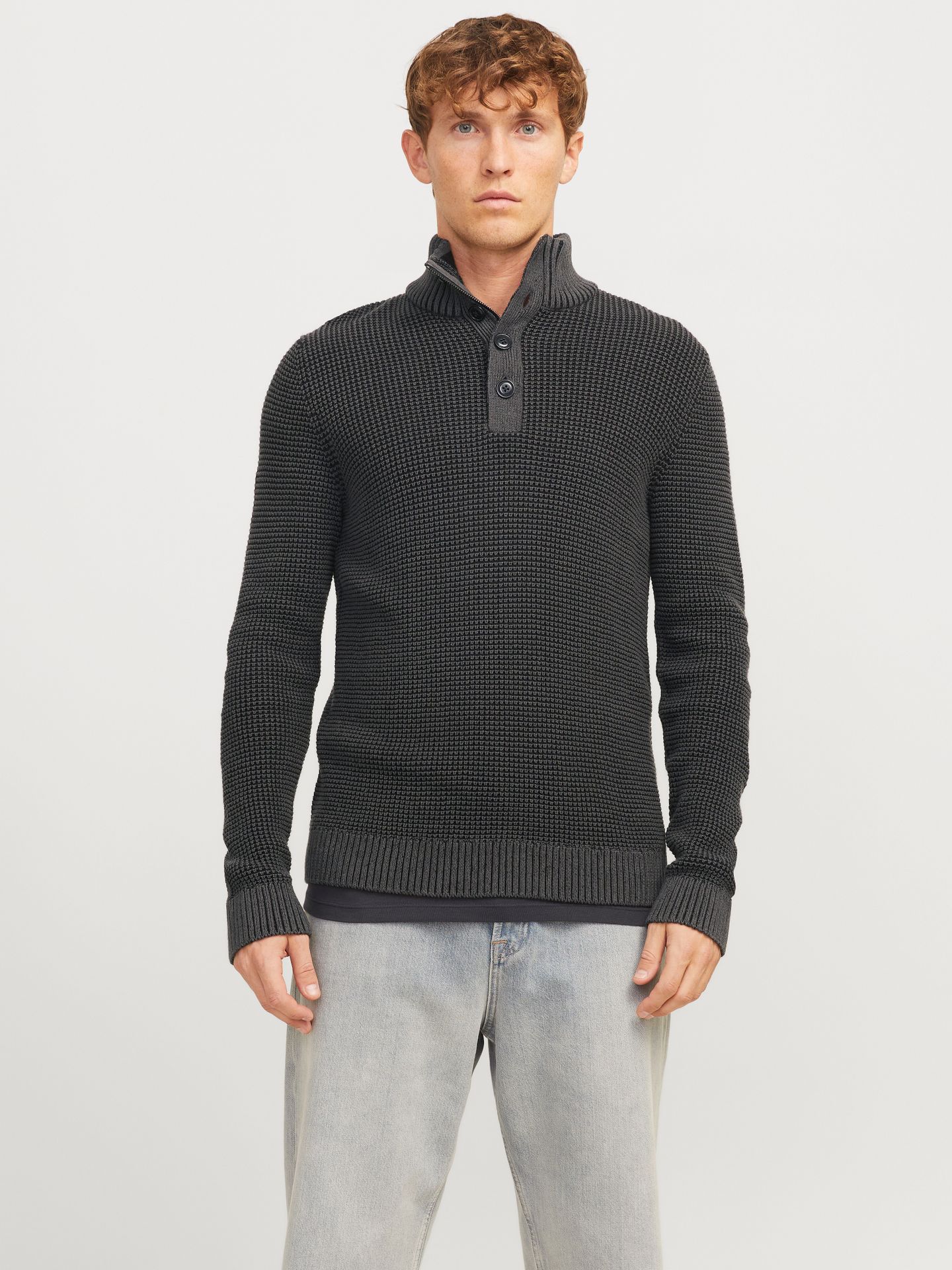 Jack & Jones JJETHAN KNIT HIGH NECK Black/Black & Black 2900160835031