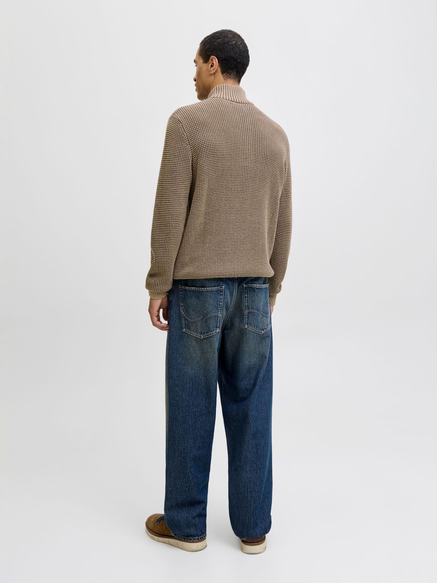 Jack & Jones JJETHAN KNIT HIGH NECK Crockery/CHECK 2900160819055