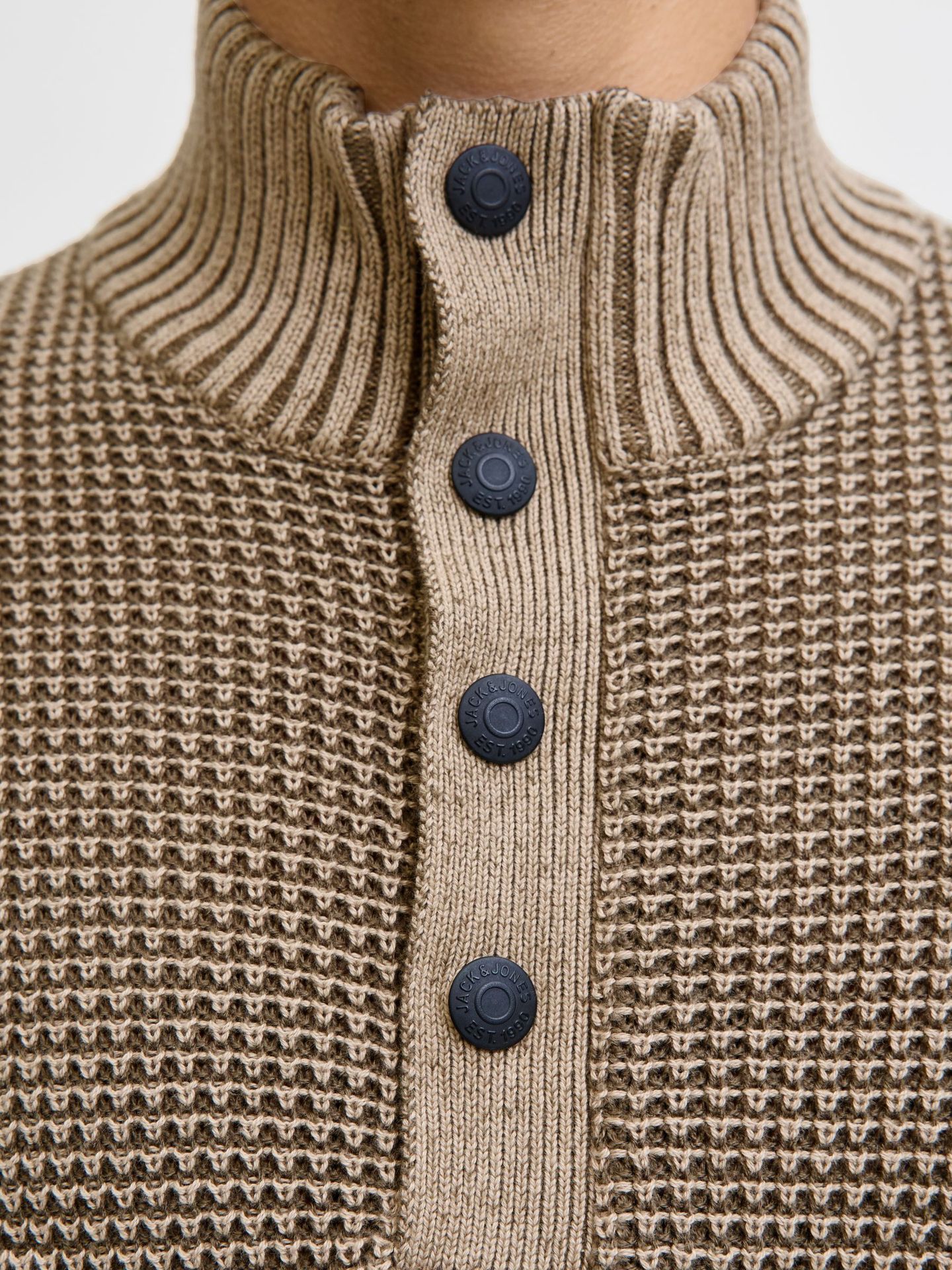 Jack & Jones JJETHAN KNIT HIGH NECK Crockery/CHECK 2900160819055