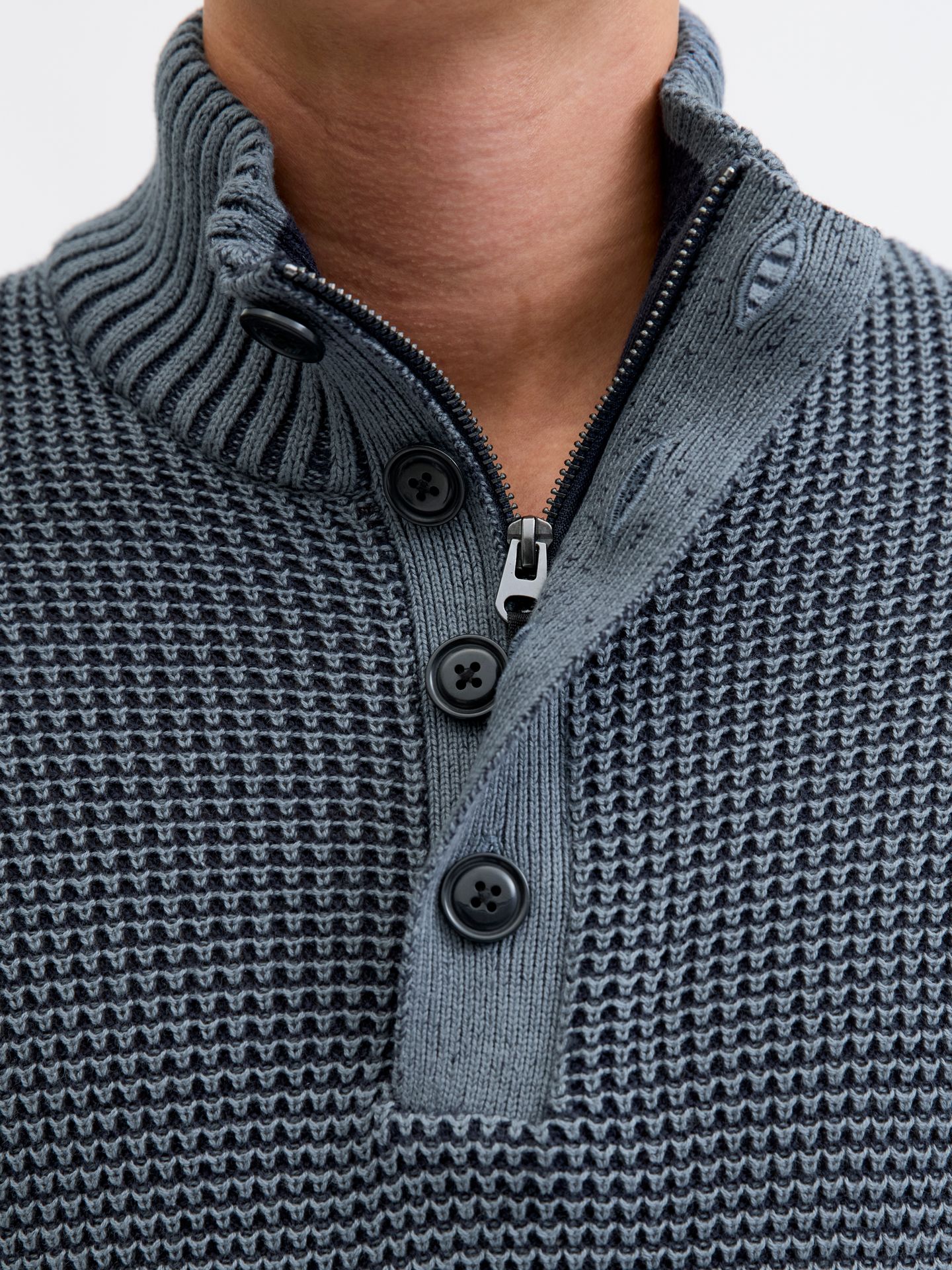 Jack & Jones JJETHAN KNIT HIGH NECK Sky Captain/Twist w. Stormy W. Butt 2900160828026