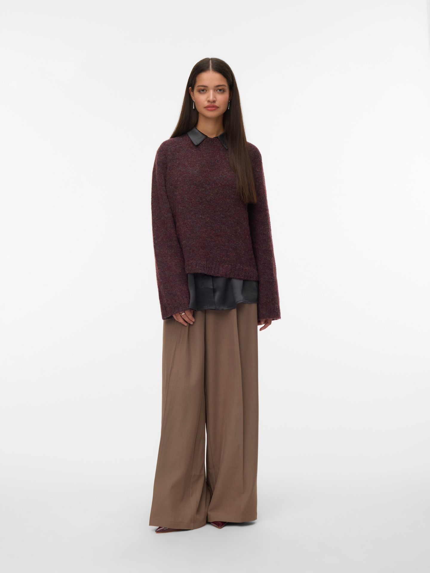 Vero Moda VMINGRID LS O-NECK PULLOVER NOOS Winetasting/MELANGE LL 24 FROM COLO 2900160821041