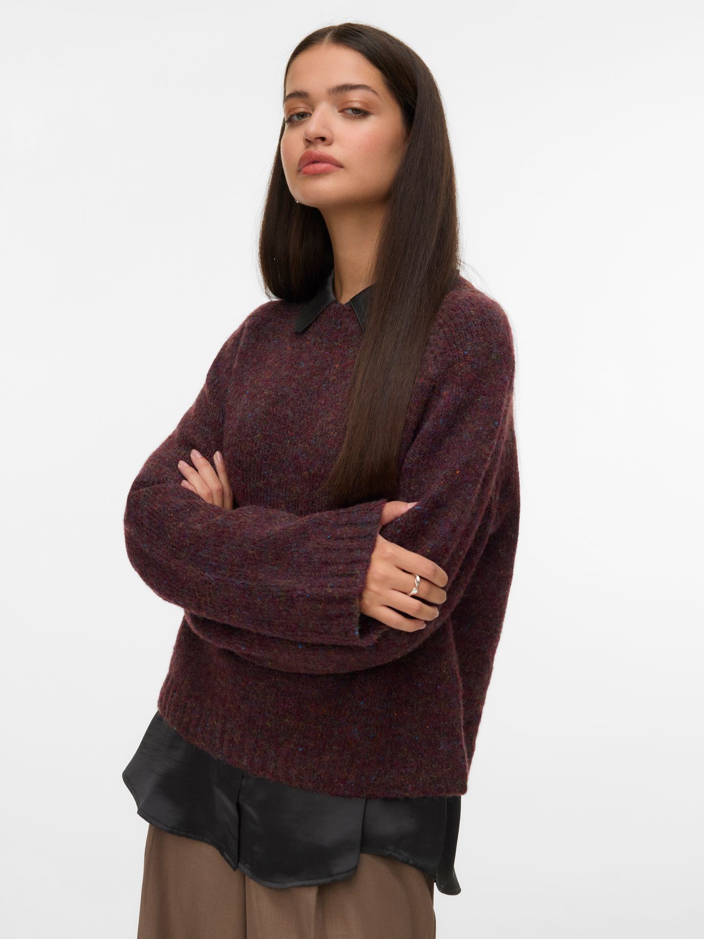 Vero Moda VMINGRID LS O-NECK PULLOVER NOOS Winetasting/MELANGE LL 24 FROM COLO 00115484-EKA26011400003152