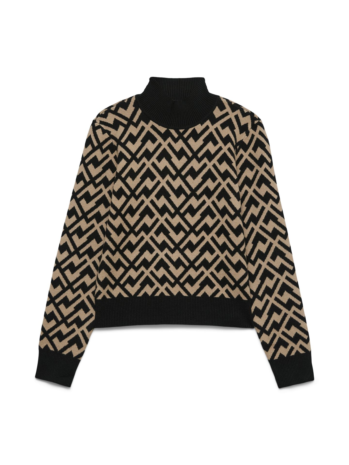 Vero Moda VMARIA ART LS HIGH-NECK PULLOVER GA Black/W. SNOW WHITE 00115487-EKA26011400001280