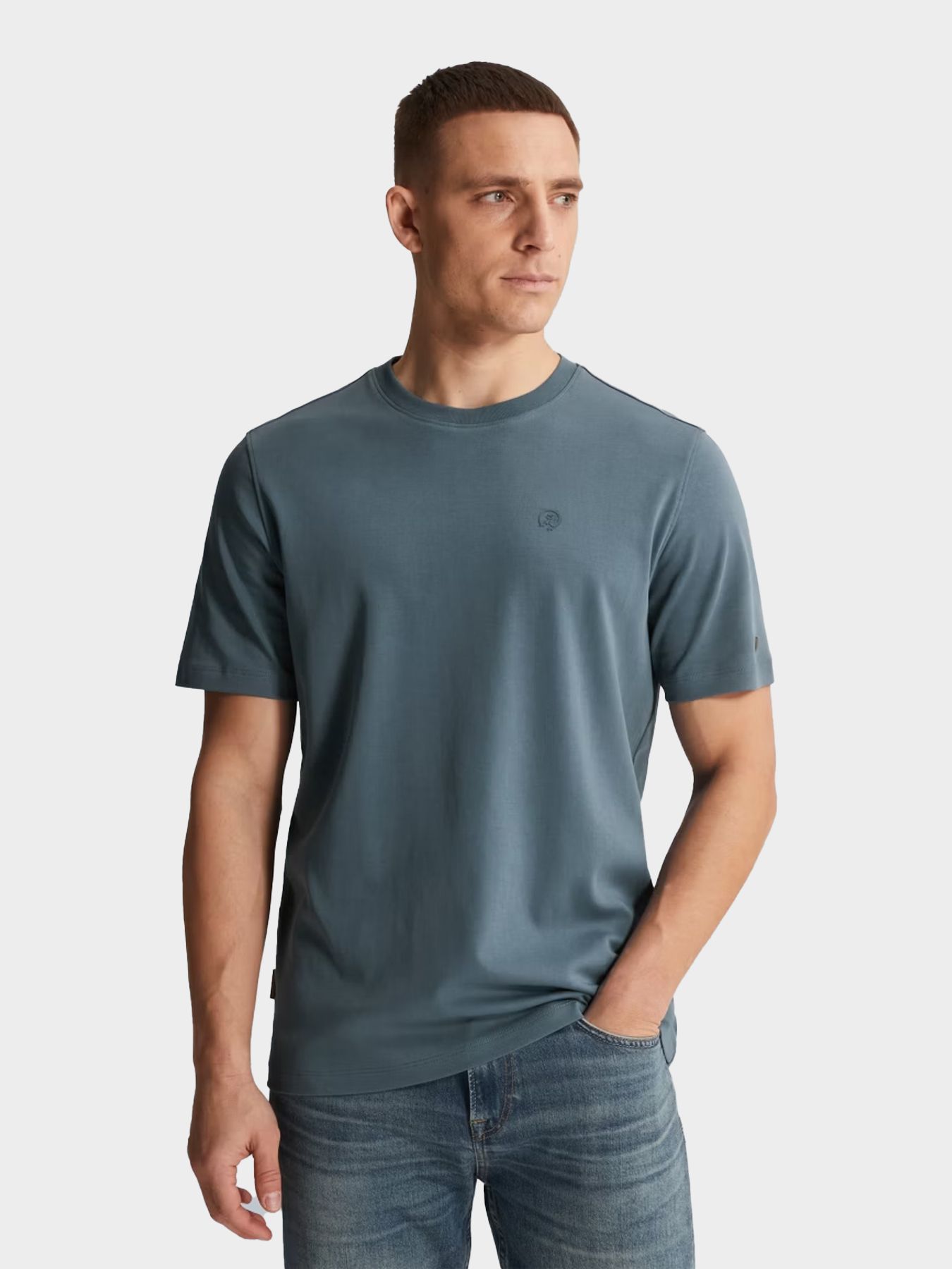 Cast Iron Short sleeve r-neck regular fit in Oceanview 00115500-5414