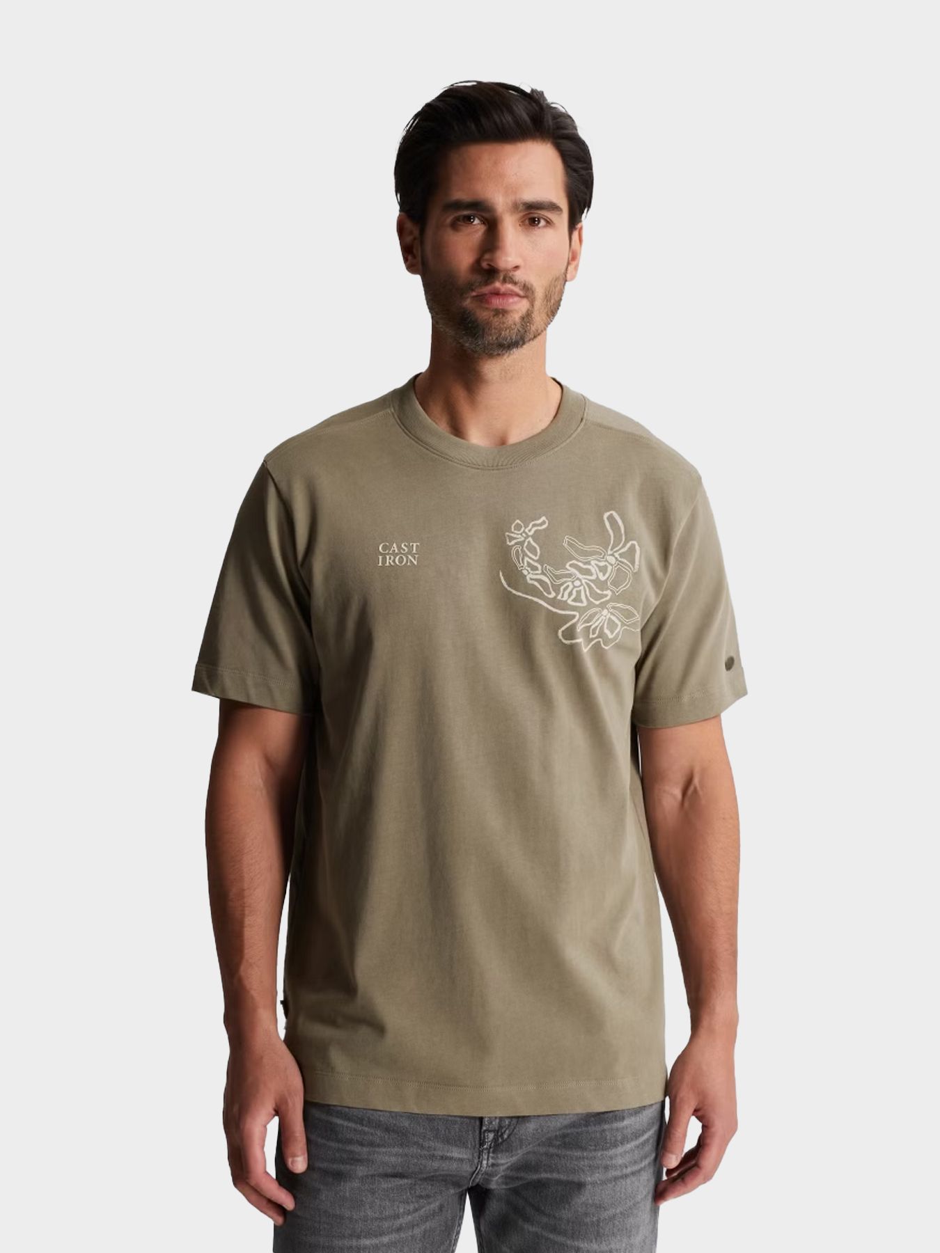 Cast Iron Short sleeve r-neck regular fit si Vetiver 00115502-6148