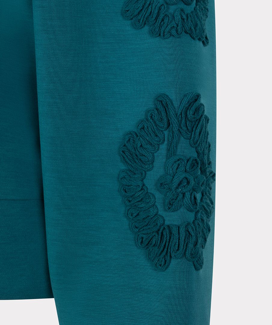 Esqualo Sweater tape embroidery modal 665 teal 2900160883032