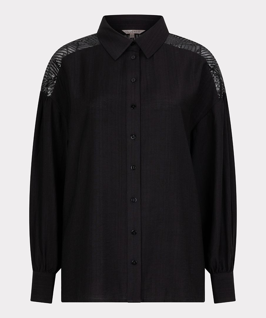 Esqualo Blouse sequins yoke 000 black 2900160886125