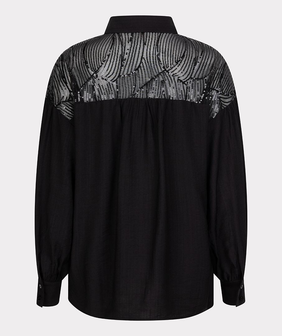 Esqualo Blouse sequins yoke 000 black 2900160886125