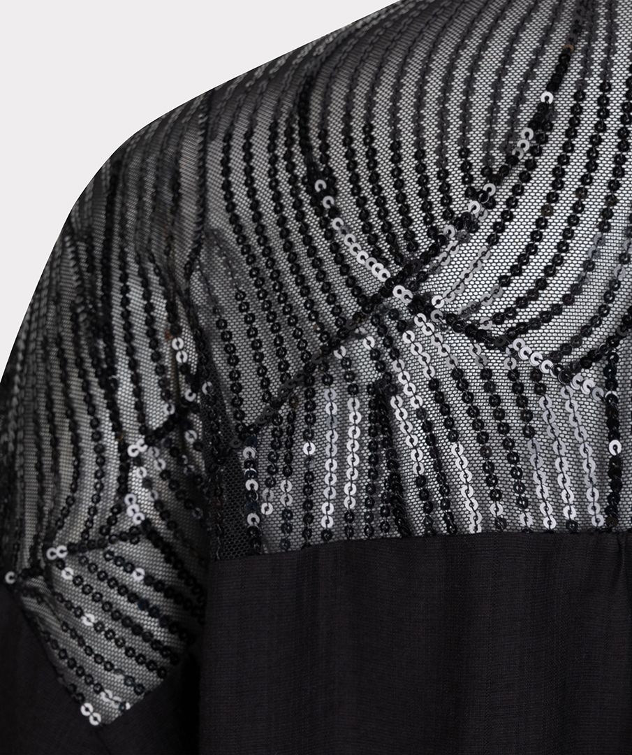 Esqualo Blouse sequins yoke 000 black 2900160886125