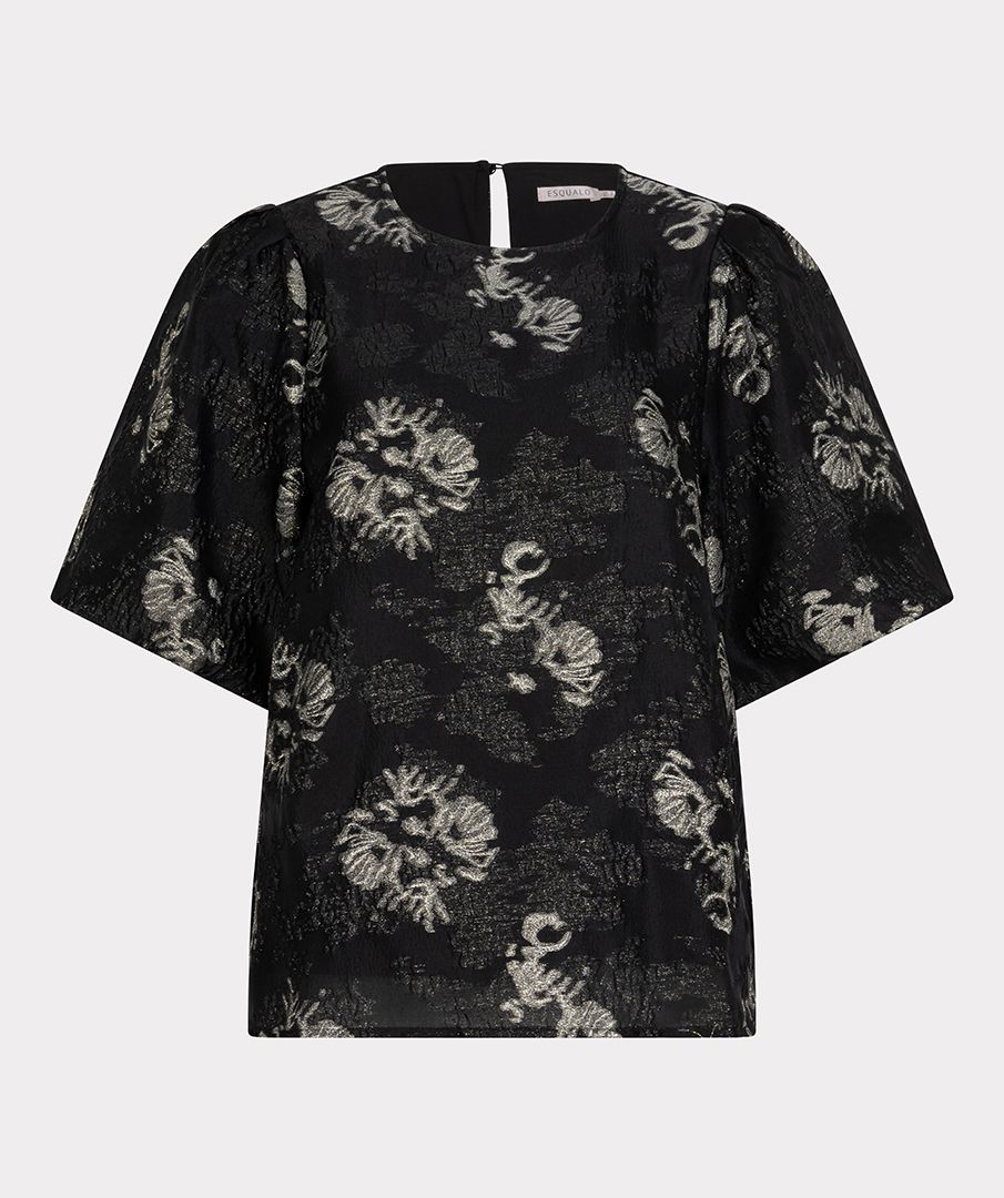 Esqualo Top jacquard puff slve 000 black 2900160887146