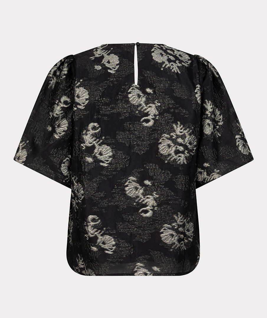 Esqualo Top jacquard puff slve 000 black 2900160887146