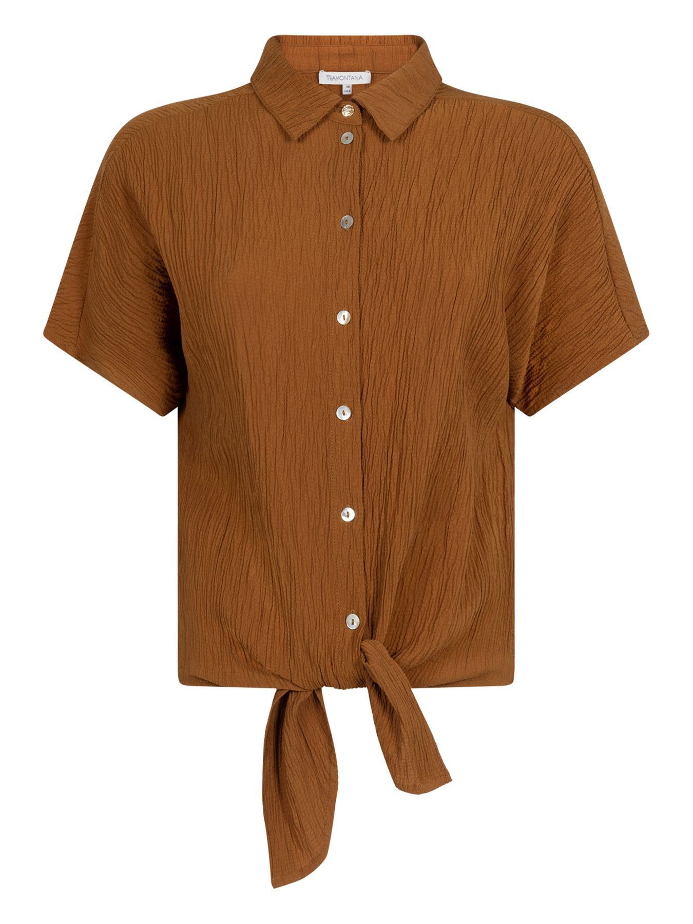 Tramontana Puckered Short-Sleeve Blouse Stone Melange 006801 2900160894045