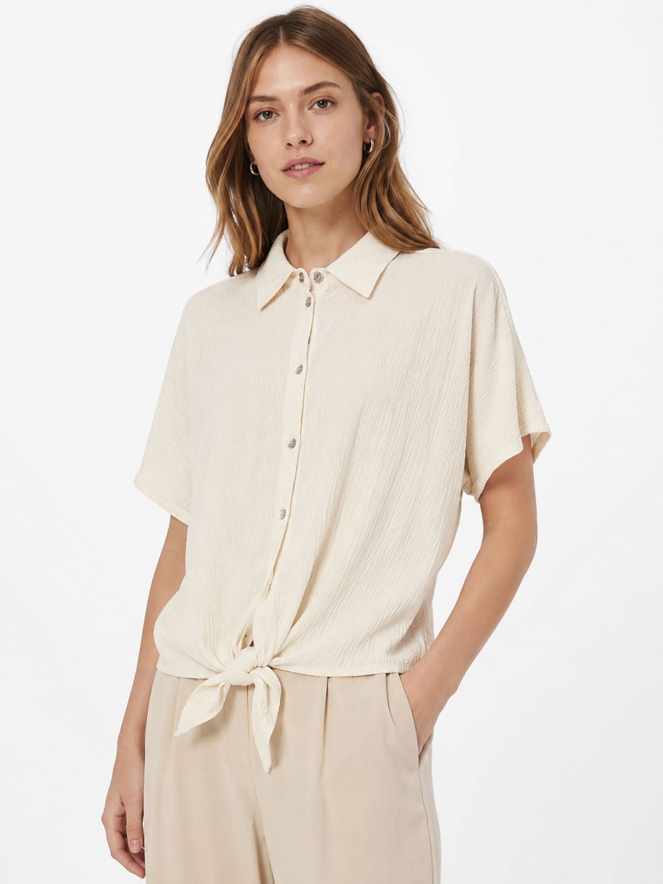 Tramontana Puckered Short-Sleeve Blouse Stone Melange 006801 2900160894045
