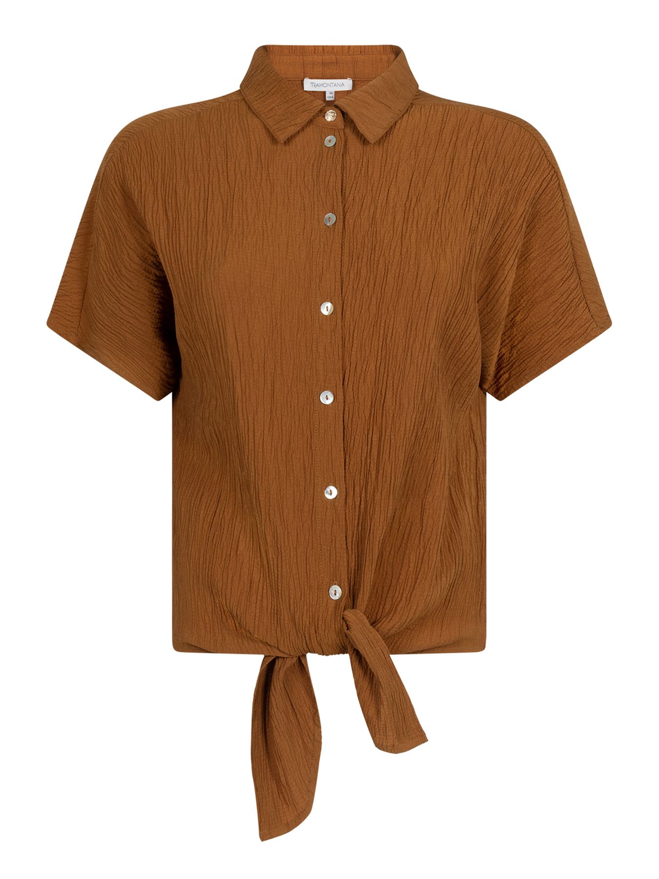 Tramontana Puckered Short-Sleeve Blouse Kombucha 008135 00115523-EKA26012900000051