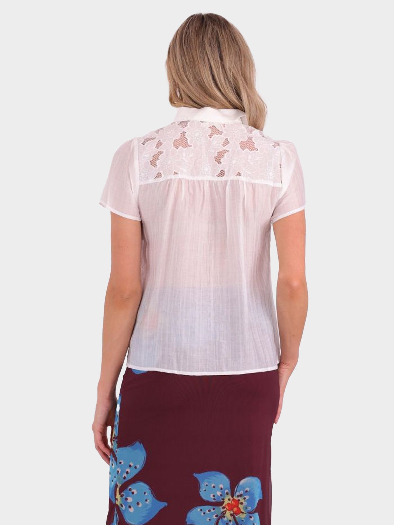 Tramontana Short-Sleeve Blouse Lace Tapes Off White 001100 2900160896025