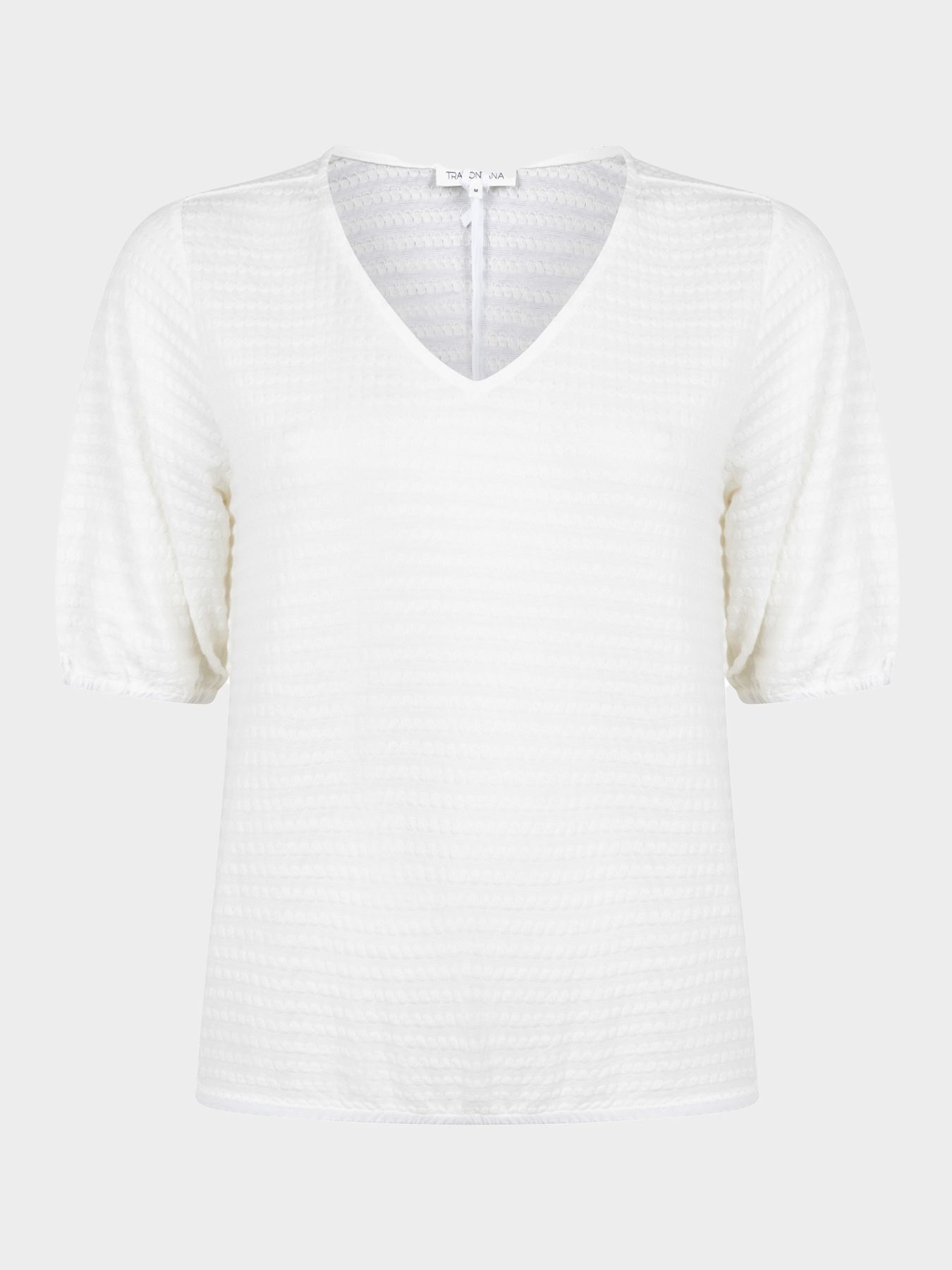 Tramontana Puff-Sleeve V-Neck Top Off White 001100 2900160898036