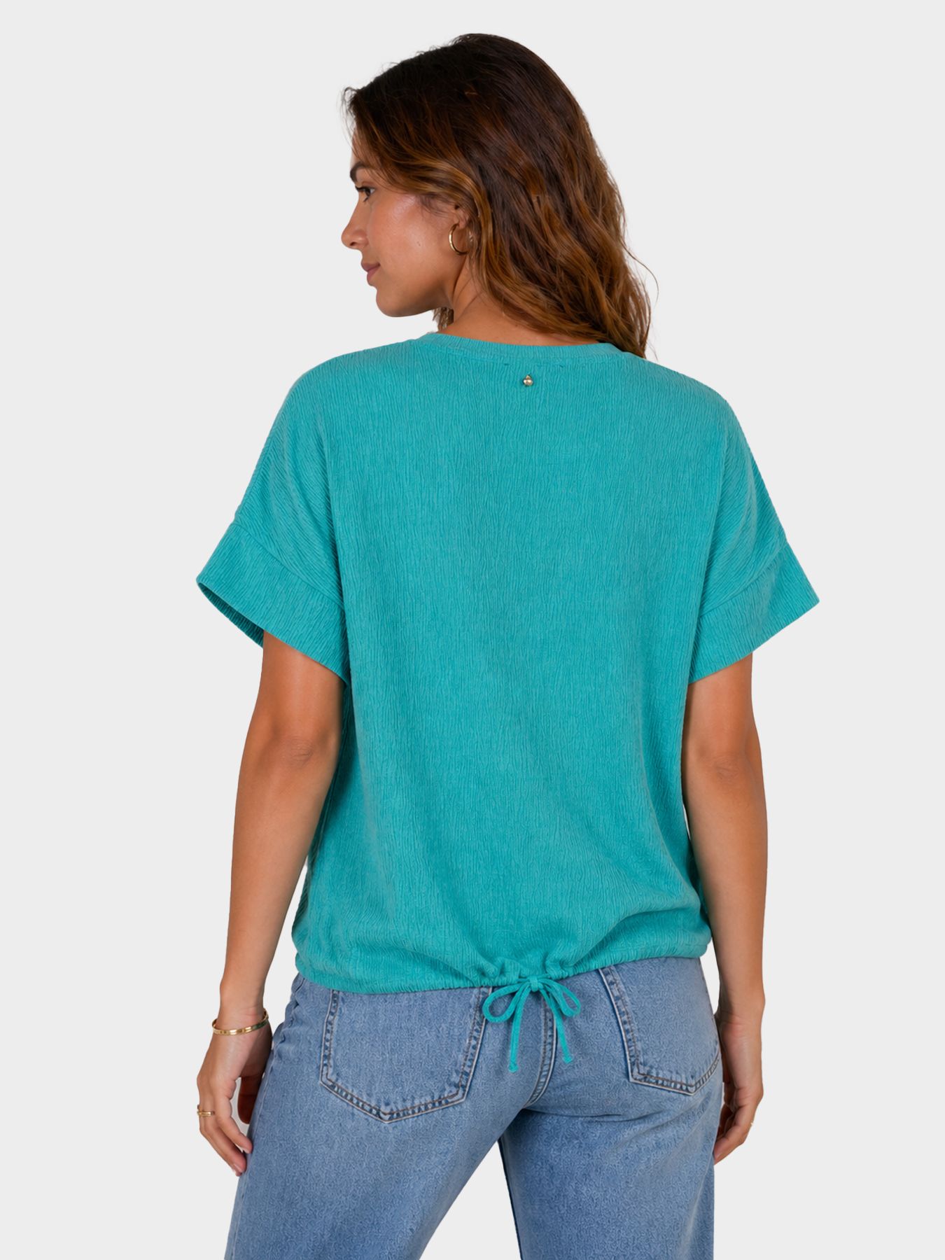 Tramontana Crinkled Short-Sleeve Top Deep Aqua Blue 005835 2900160899019