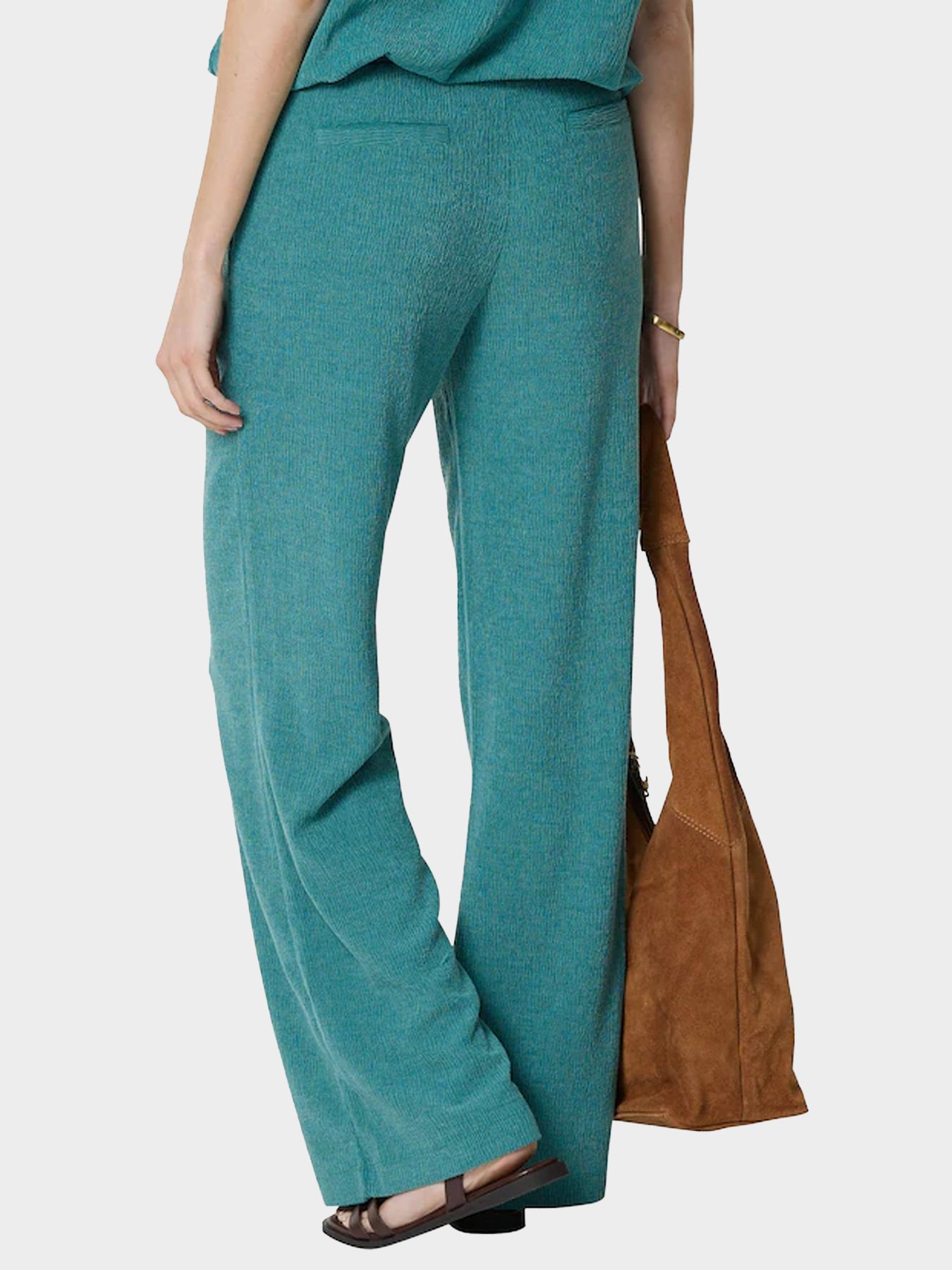 Tramontana Crinkled Wide-Leg Trousers Deep Aqua Blue 005835 2900160901040