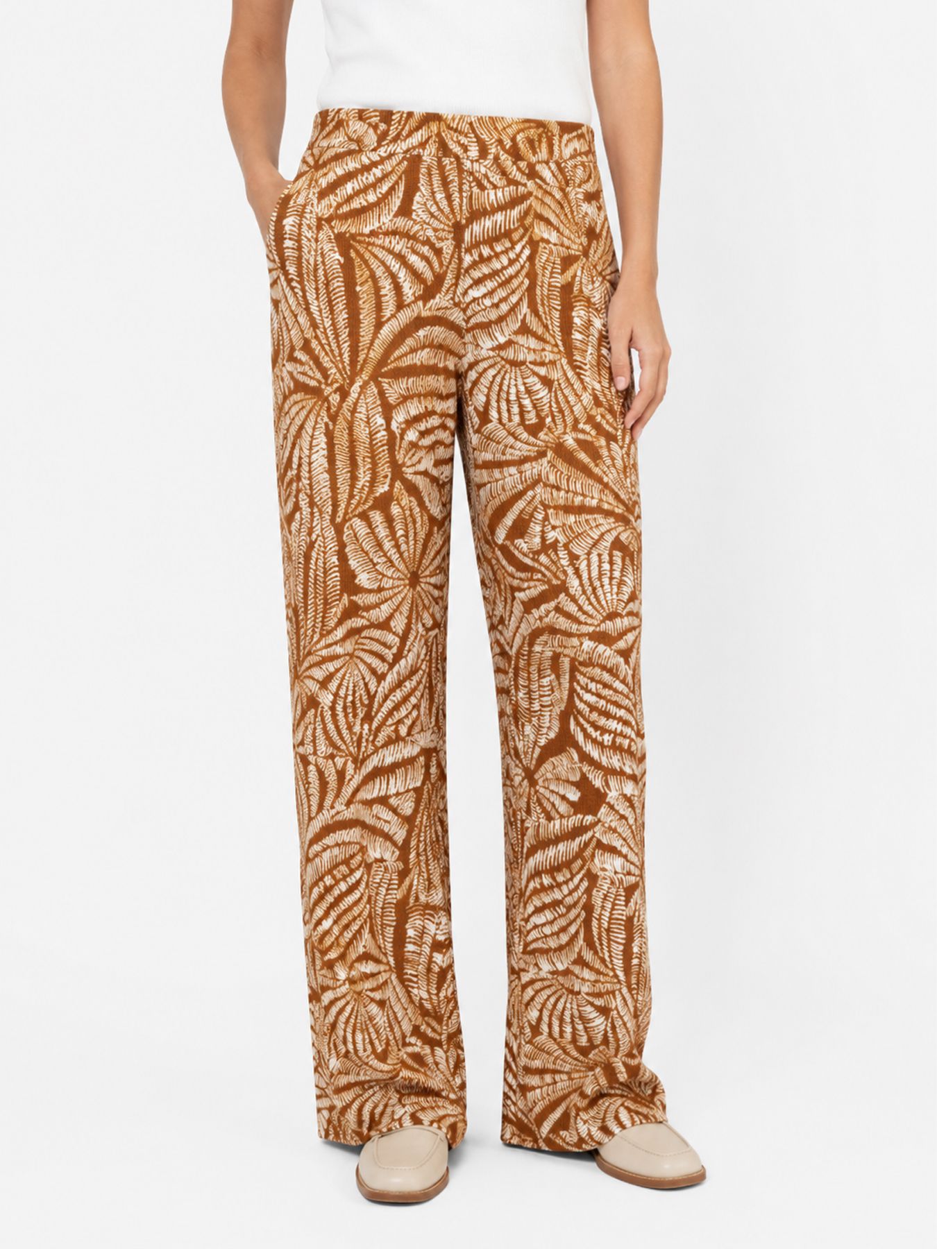 Tramontana Wide-Leg Trousers Flowy Shells Print Browns 009992 2900160902047