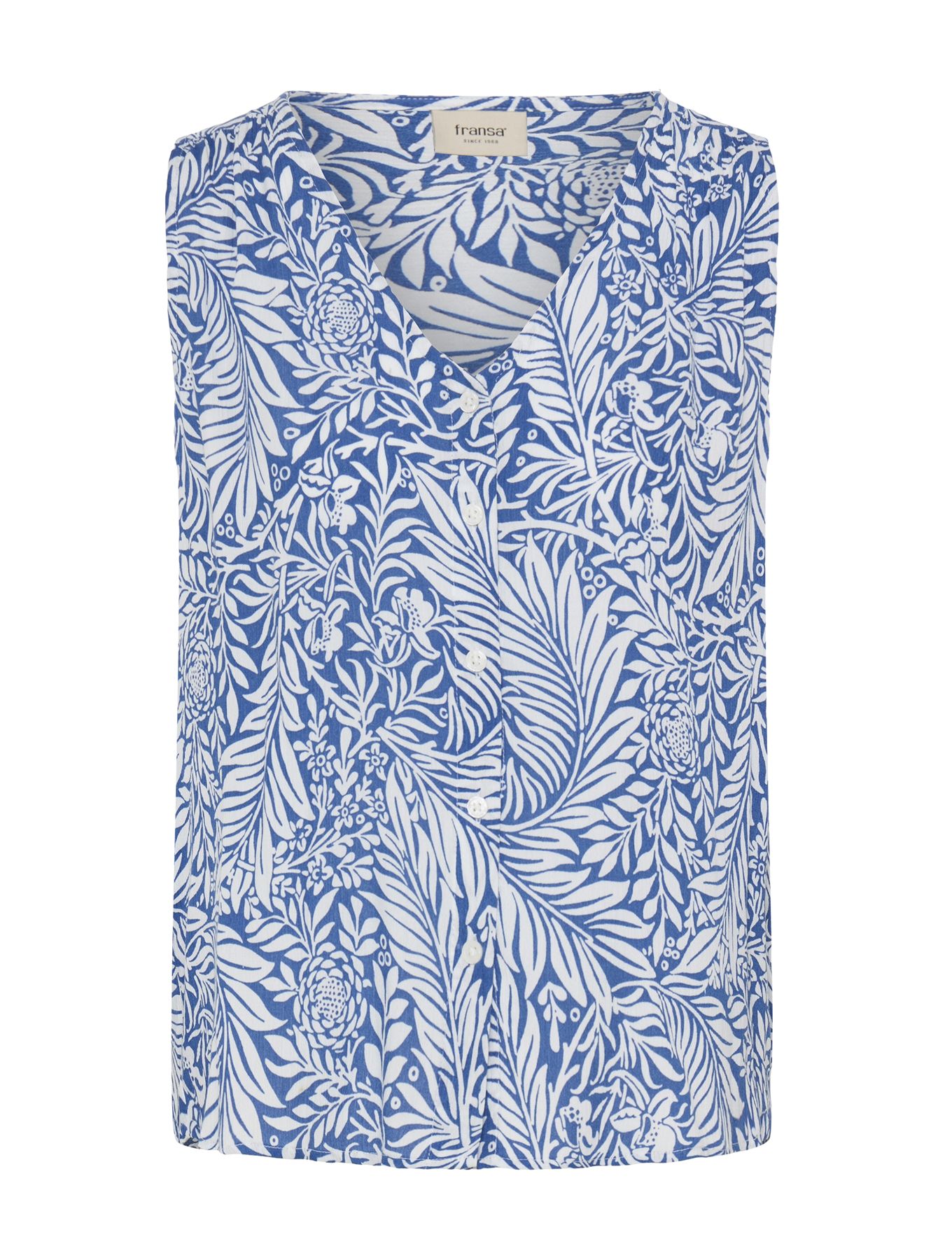 Fransa FREASY TOP 1 BLUE WHITE PALM FLORAL 2900160913036