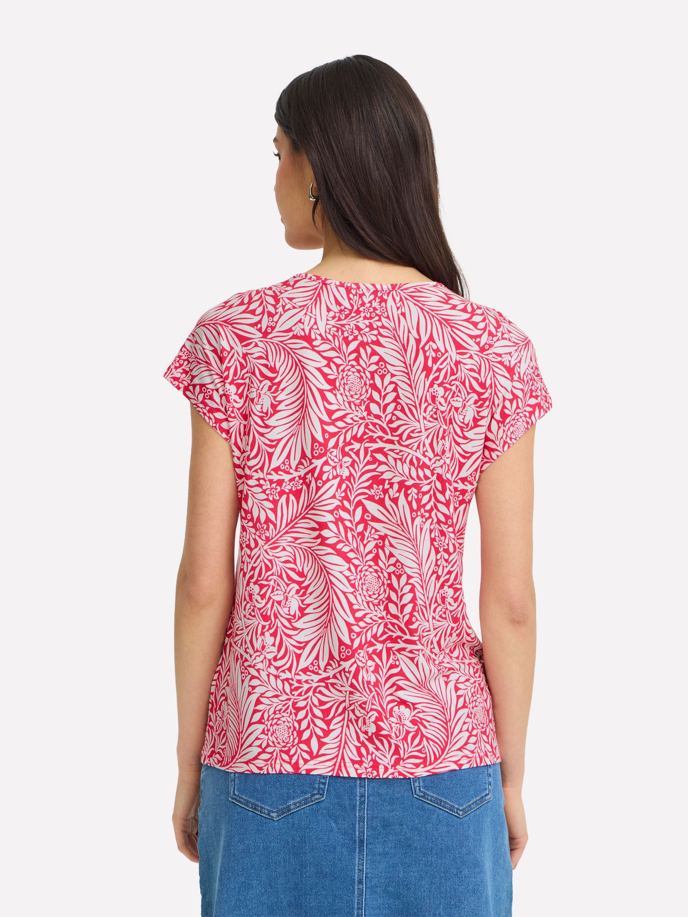 Fransa FRAMY TEE 1 PINK WHITE PALM FLORAL 2900160923042