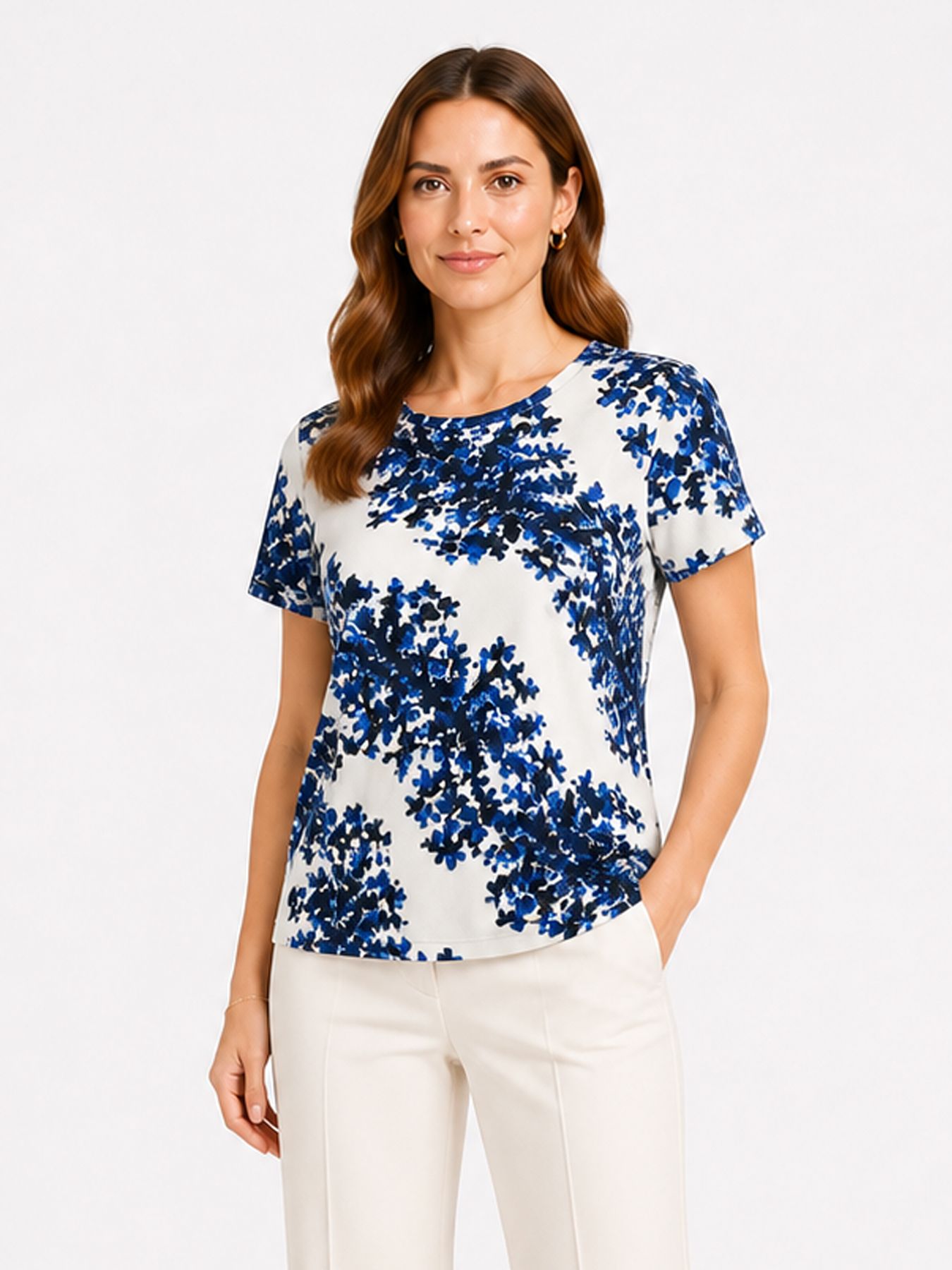 Fransa FRAMY TEE 1 SOFT PETALS NOUVEAN NAVY 00115538-EKA26006200000551