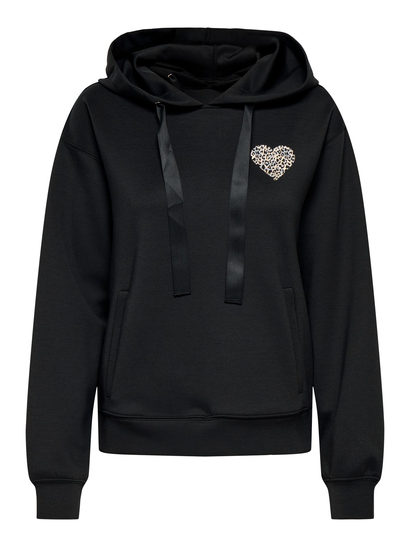 Only ONLALINA LIFE L/S PRINT HOOD SWT Black/With Clara Leo 2900161162020