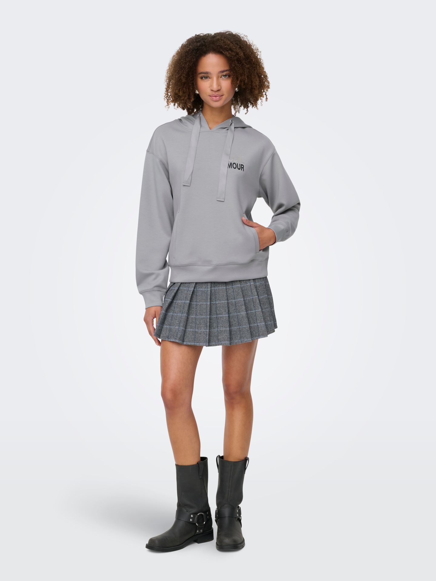 Only ONLALINA LIFE L/S PRINT HOOD SWT Ultimate Grey/Jadore 2900161164031