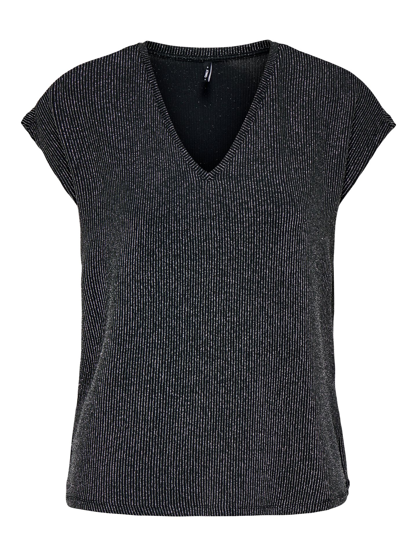 Only ONLCAROL S/S V-NECK GLITTER TOP BOX Black/With Clara Leo 2900161168015