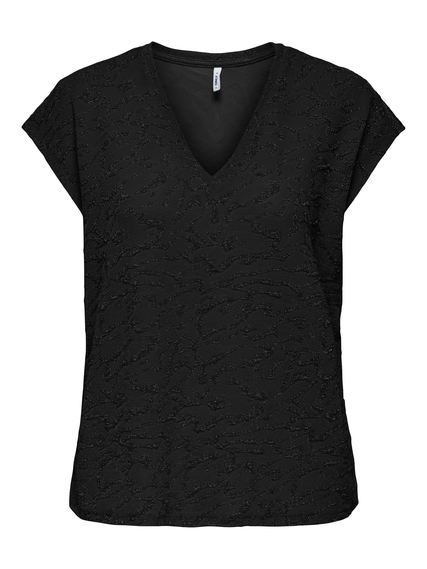 Only ONLCAROL S/S V-NECK GLITTER TOP BOX Black/CLARA LEO 2900161169012