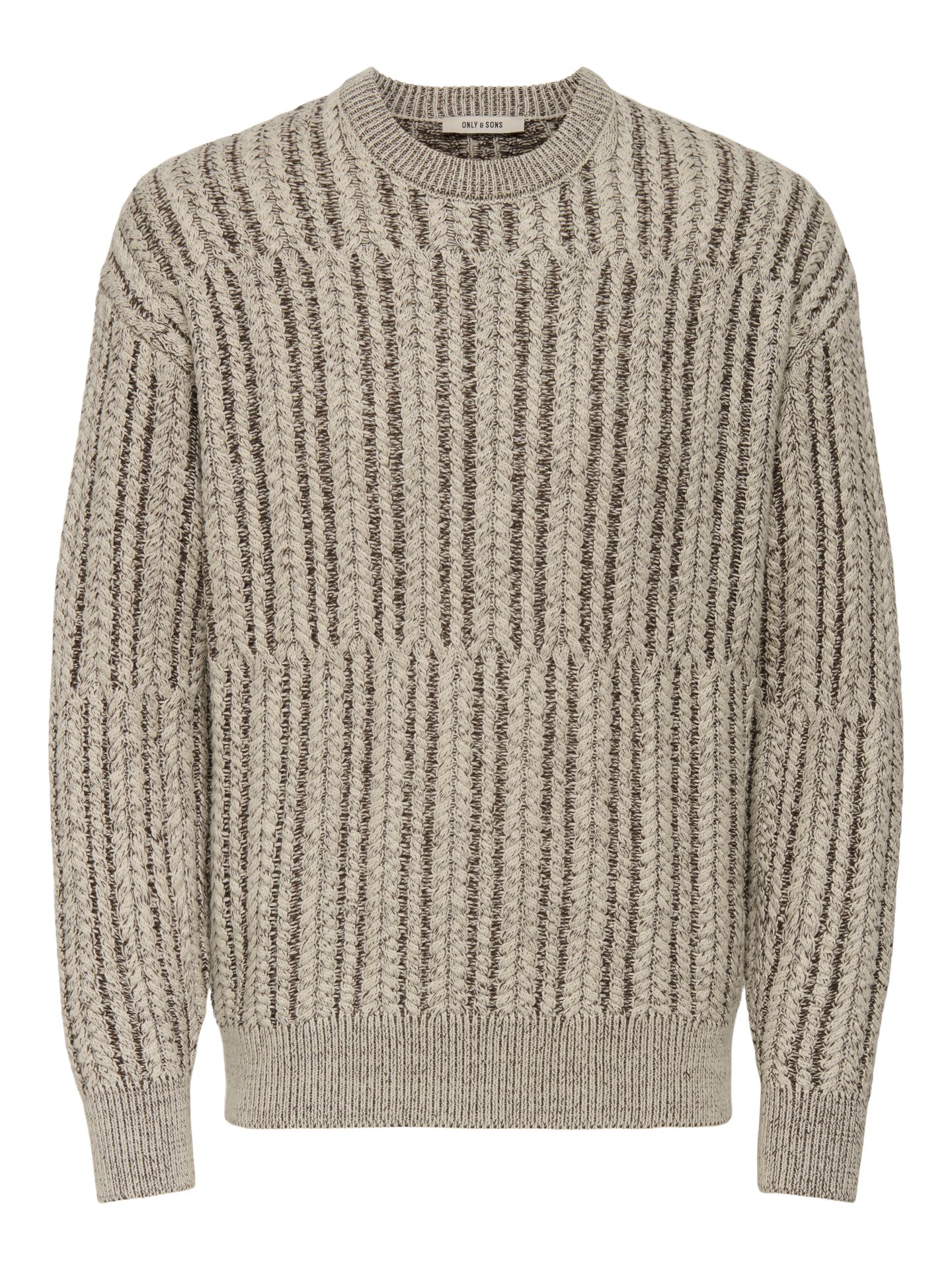 Only & Sons ONSFILL RLX LS CABEL CREW KNIT Silver Lining/MELANGE 2900161371040