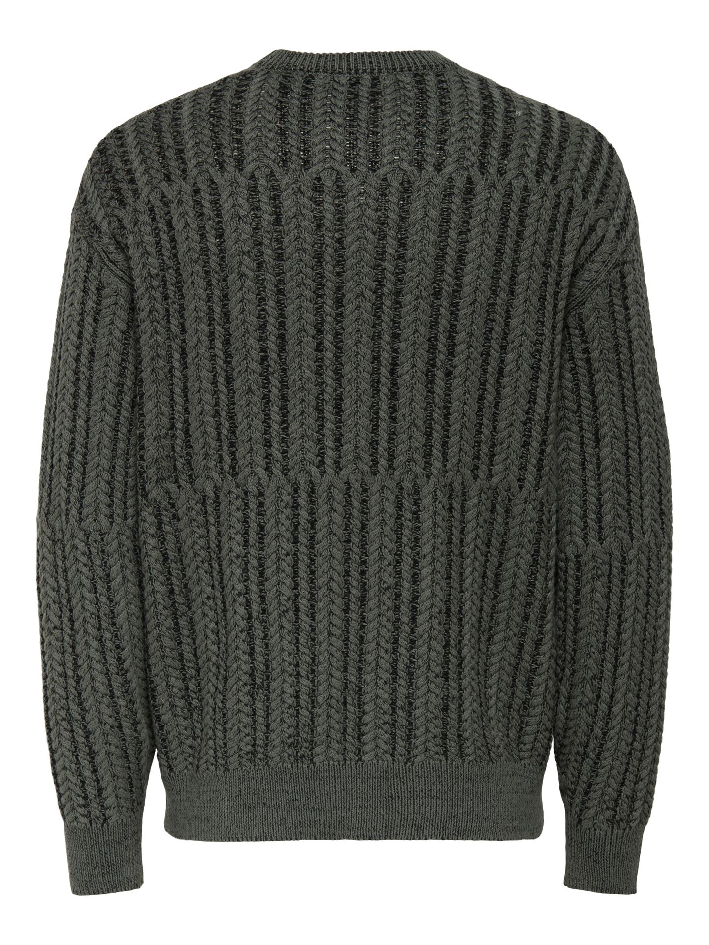 Only & Sons ONSFILL RLX LS CABEL CREW KNIT Castor Gray/BLACK 2900161370012