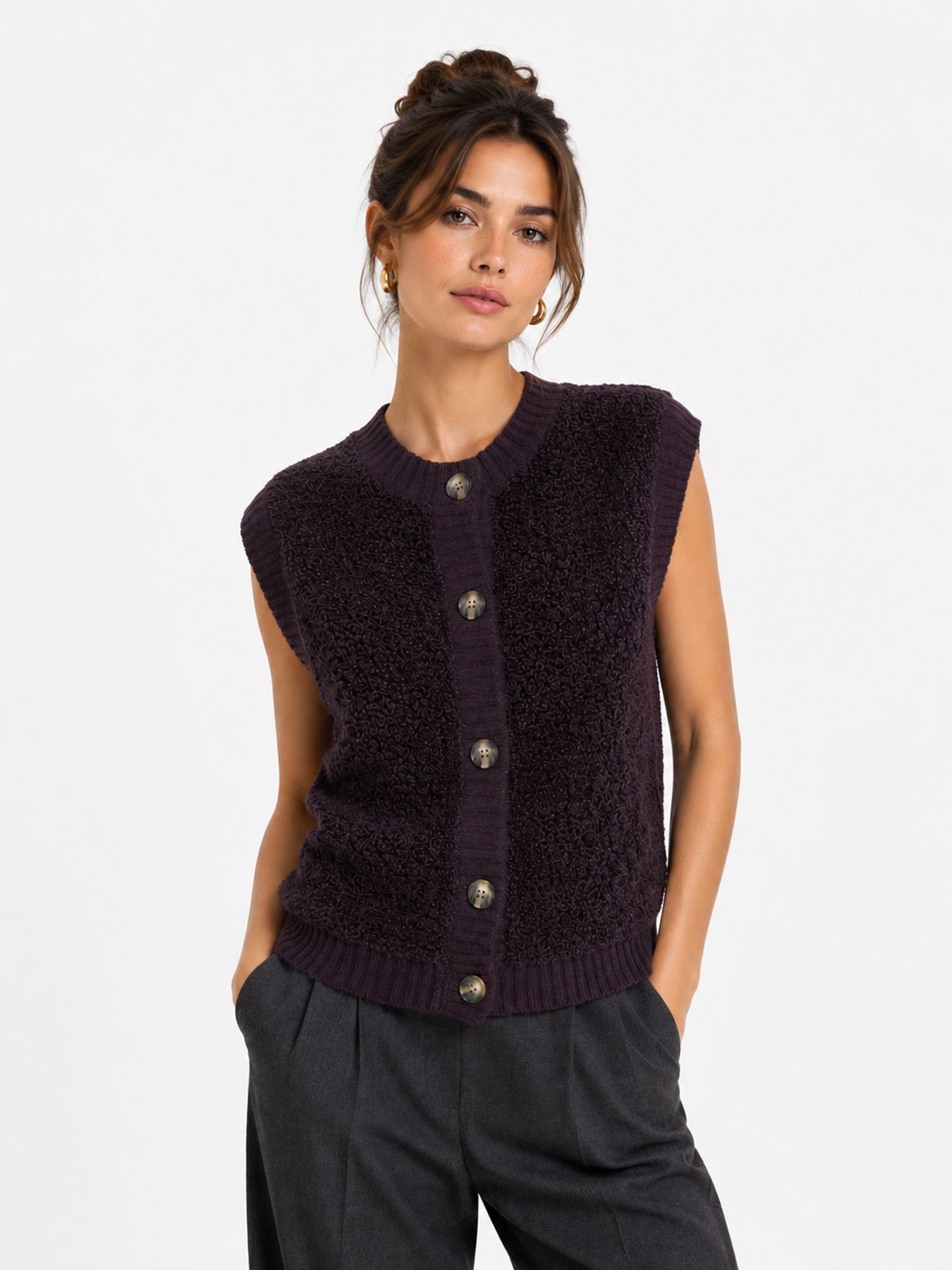 Only JDYEIRA LIFE S/L ON BUTTON VEST KNT Plum Perfect 00115796-EKA26011400002944