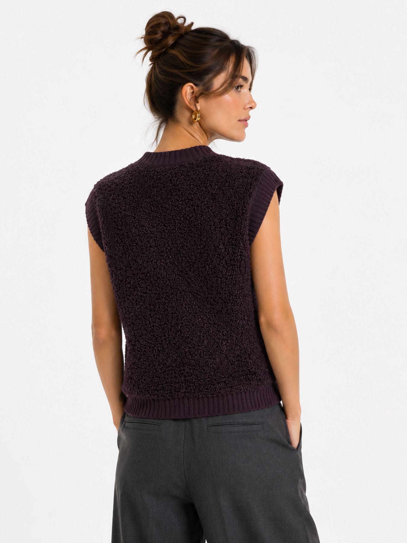 Only JDYEIRA LIFE S/L ON BUTTON VEST KNT Plum Perfect 2900170122046