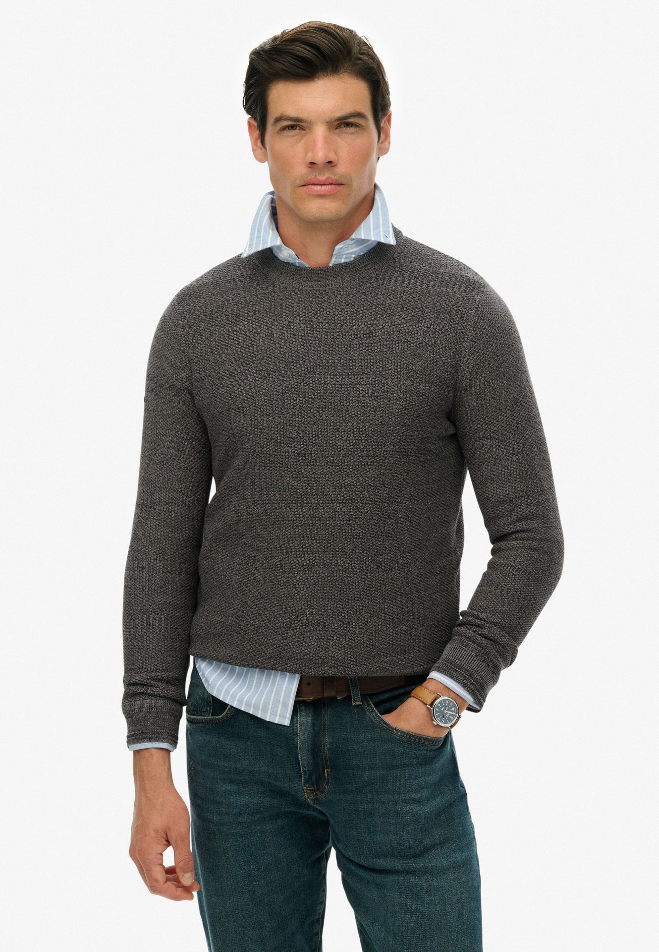 Superdry Lw cotton texture jumper Black/Grey 00115800-927