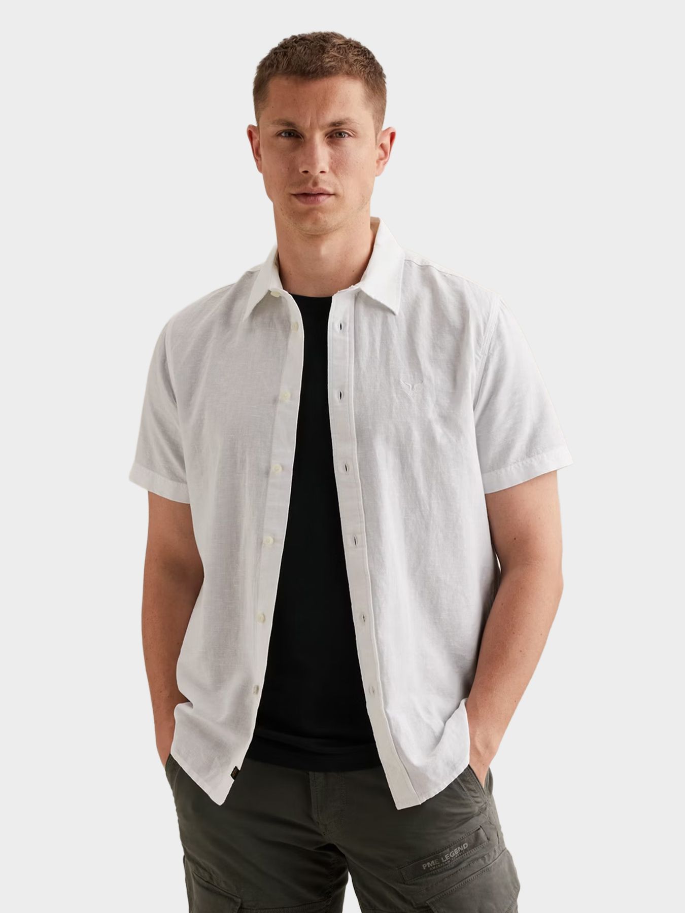 Pme Legend Short Sleeve Shirt 2 tone Cotton/L Bright White 00115804-7003
