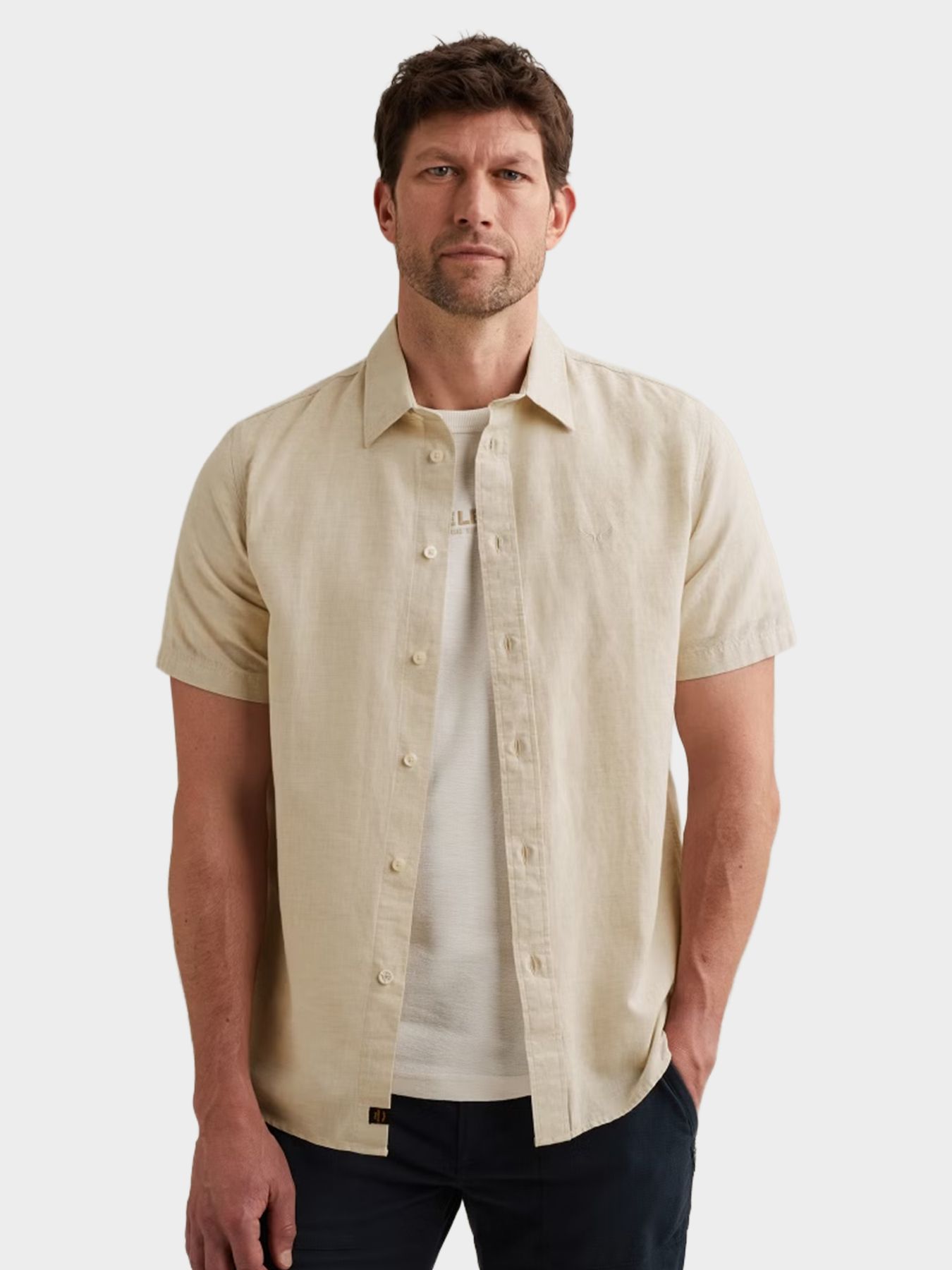 Pme Legend Short Sleeve Shirt 2 tone Cotton/L Bone White 00115804-7013