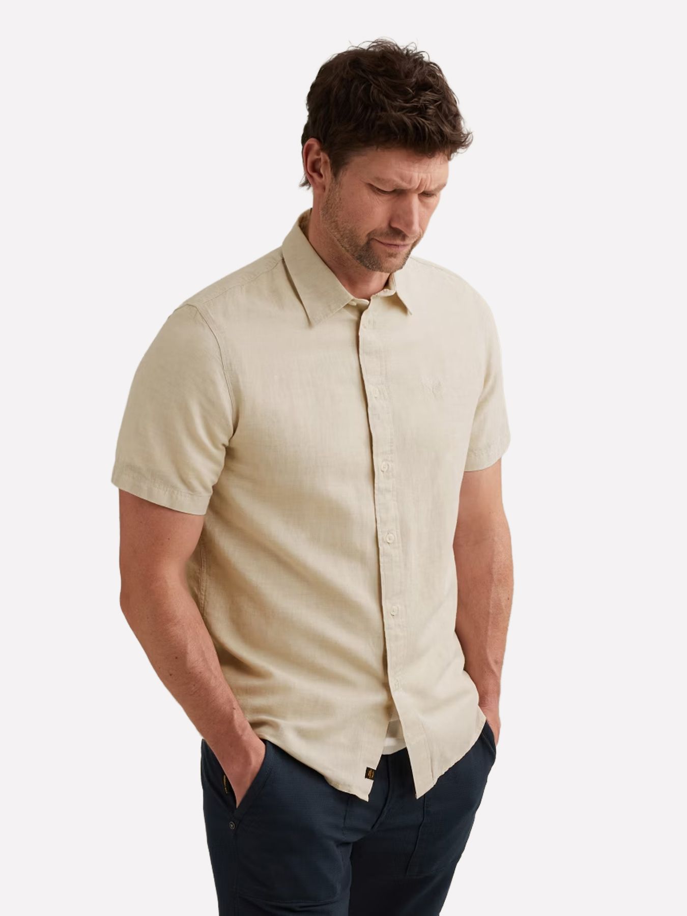 Pme Legend Short Sleeve Shirt 2 tone Cotton/L Bone White 2900161407046