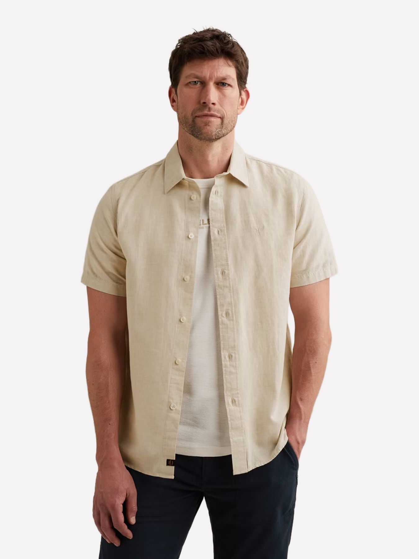 Pme Legend Short Sleeve Shirt 2 tone Cotton/L Bone White 2900161407046