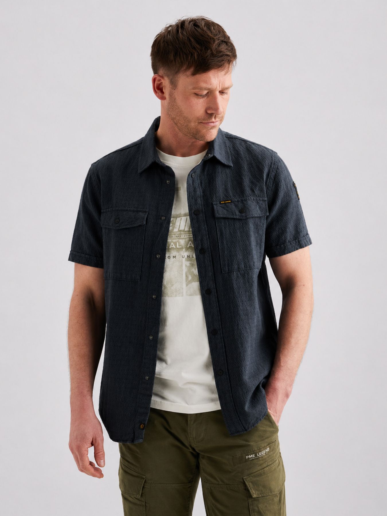 Pme Legend Short Sleeve Shirt Mattweave 2 ton Carbon 00115806-5282