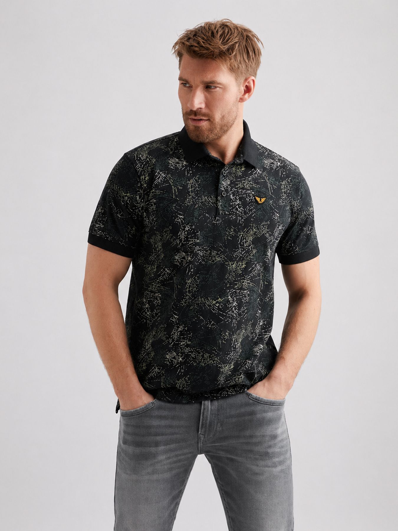 Pme Legend Short sleeve polo slub jersey all Carbon 00115808-5282