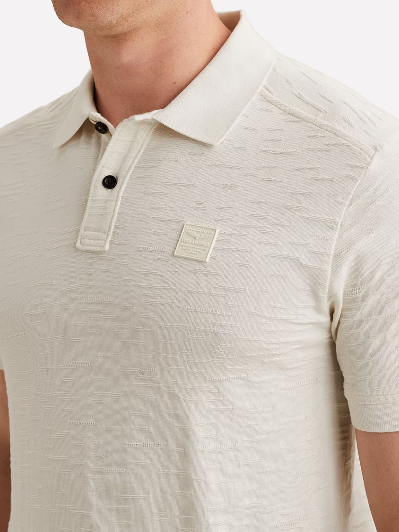Pme Legend Short sleeve polo jacquard jersey Egret 2900161415027