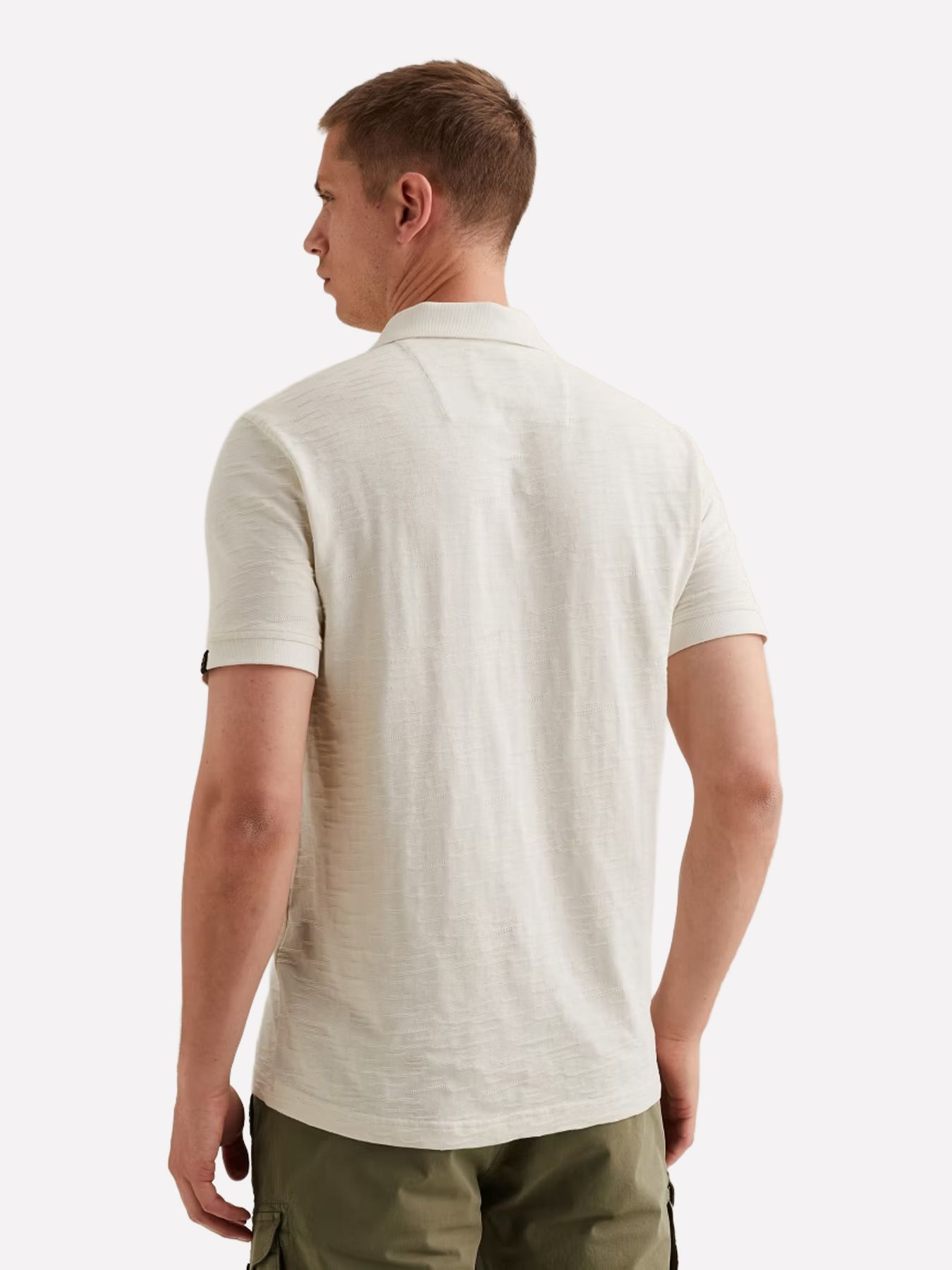 Pme Legend Short sleeve polo jacquard jersey Egret 2900161415027