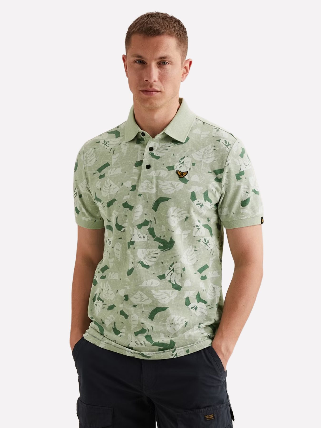 Pme Legend Short sleeve polo printed fine piq Cameo Green 00115811-6168