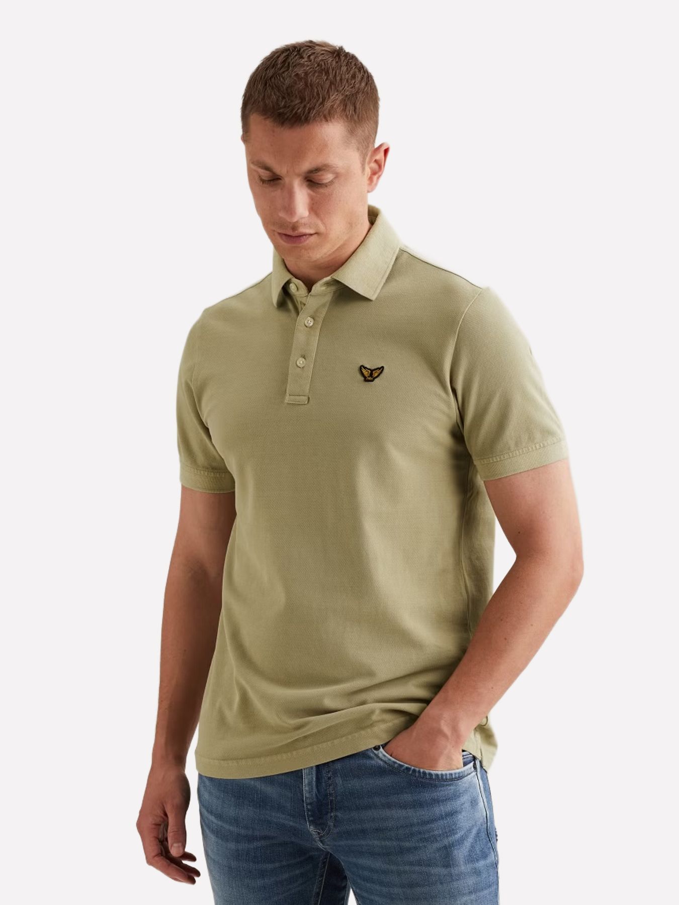 Pme Legend Short sleeve polo pique garment dy Spray Green 00115813-6001