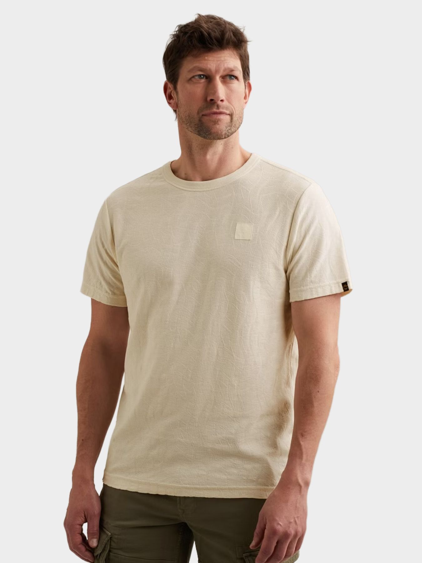 Pme Legend Short sleeve r-neck jacquard jerse Egret 2900161434028