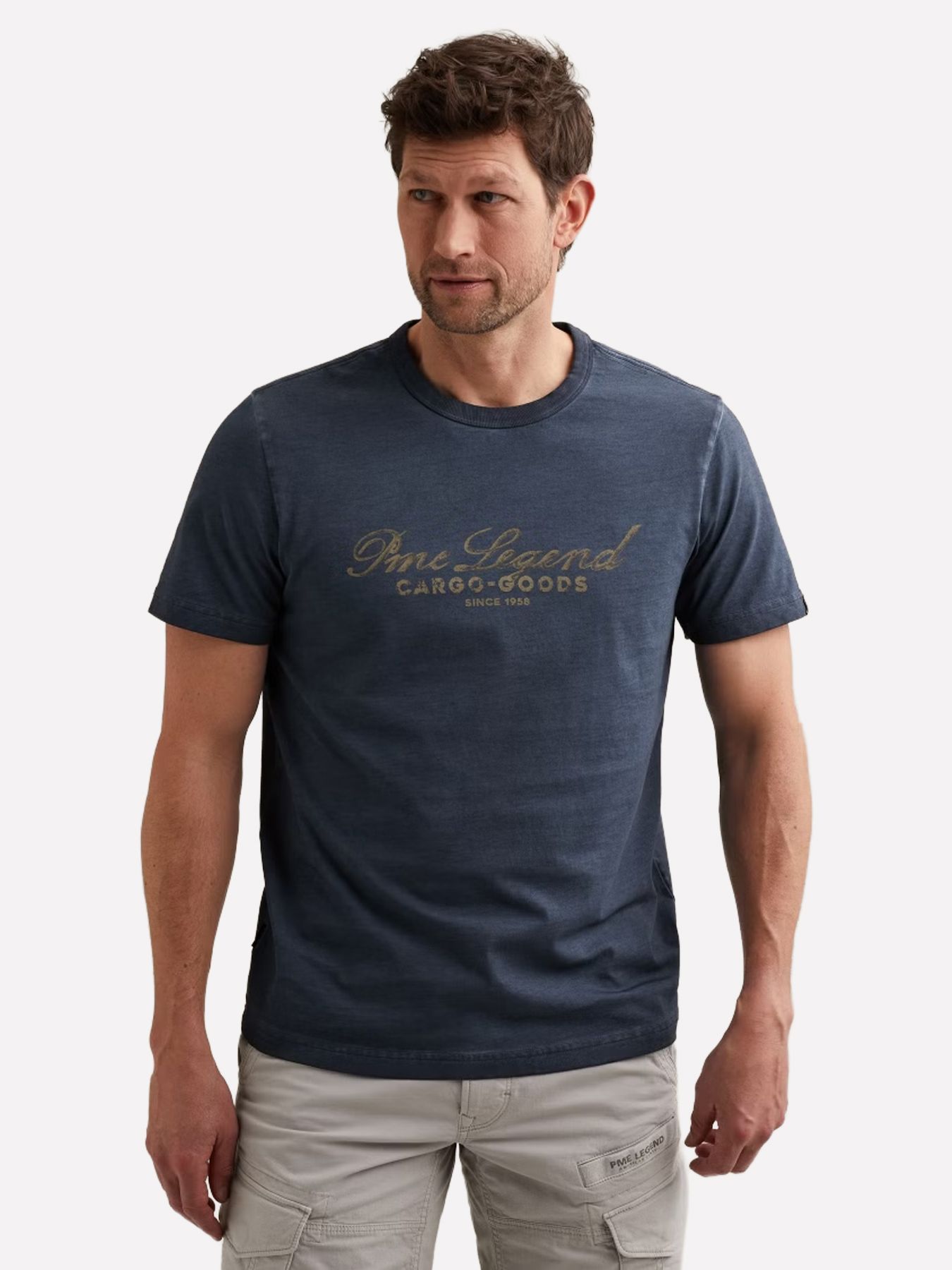 Pme Legend Short sleeve r-neck single jersey Vintage Indigo 00115820-5301