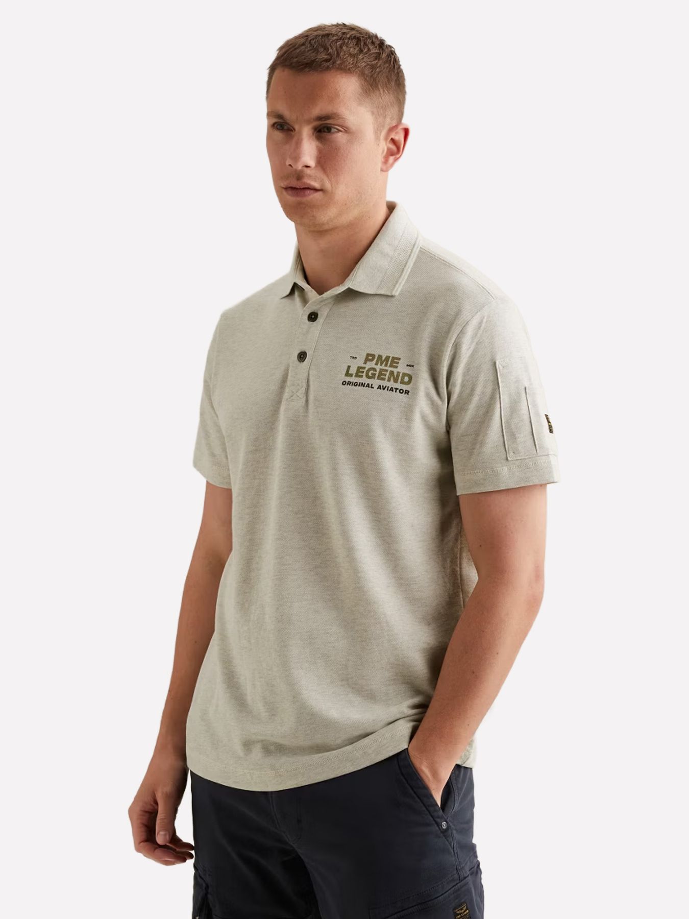 Pme Legend Short sleeve polo pique melange Bone White Melee 2900161470019